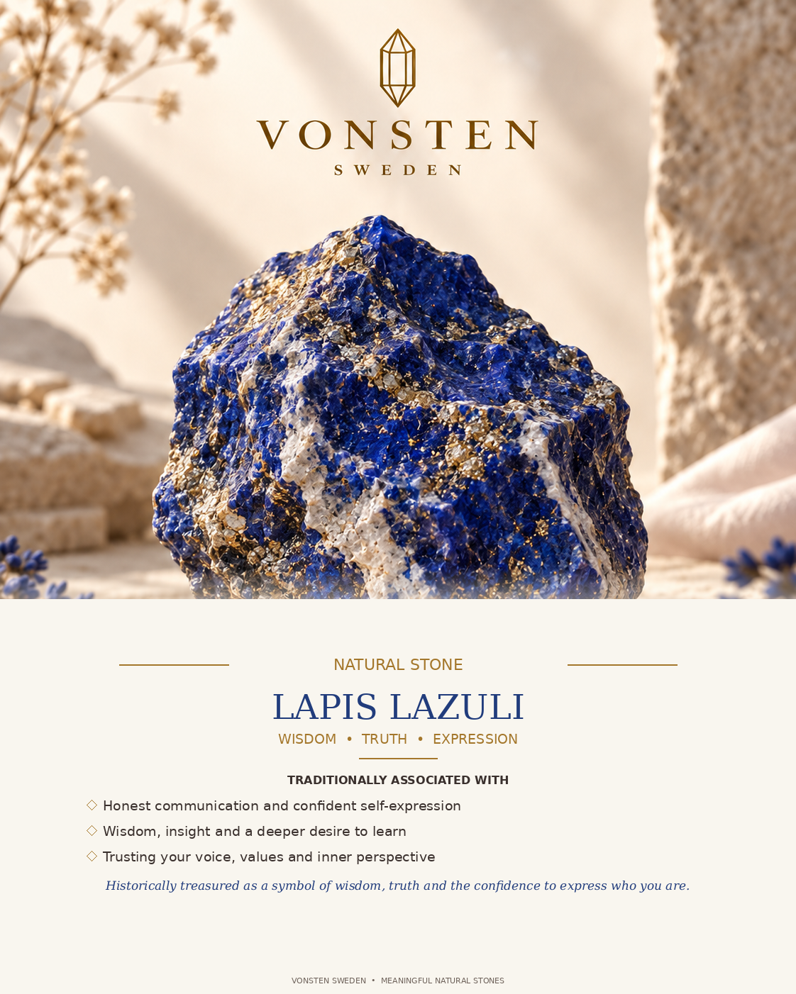 Lapis Lazuli jewelry lifestyle visual by Vonsten Sweden