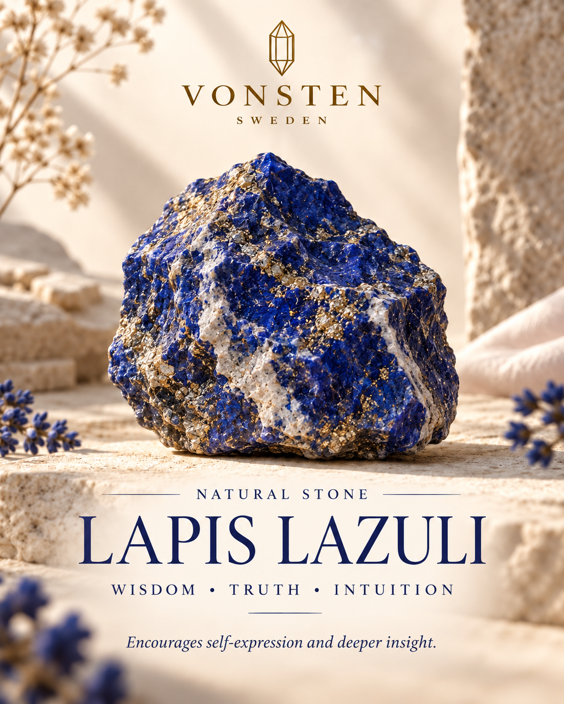 Lapis Lazuli stone meaning visual by Vonsten Sweden