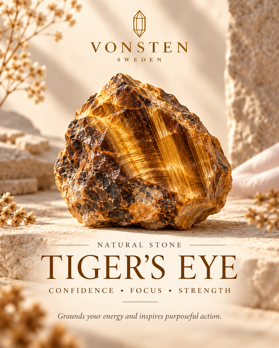 Tiger’s Eye stone meaning visual by Vonsten Sweden